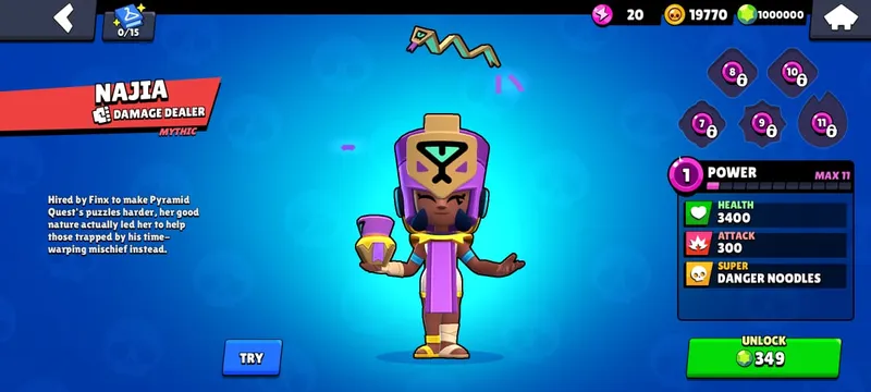 Najia — featured brawler with the new Unlimited Power Hypercharge in Nulls Brawl APK v67.264